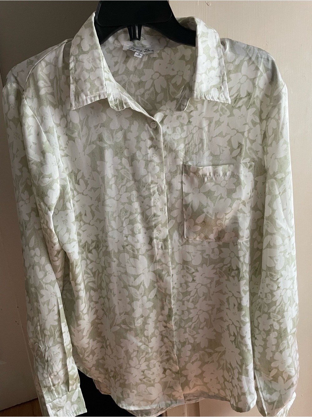 Emory Park Light Green and White Floral Blouse